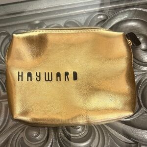 Hayward Gold Faux Leather Zip Flat Cosmetic Bag